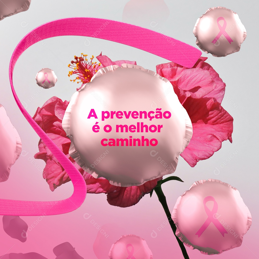 A Prevenção é o Melhor Caminho Outubro Rosa Social Media PSD Editável