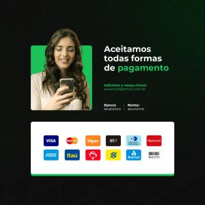 Social Media Aceitamos Todas as Formas de Pagamento Pix PSD Editável