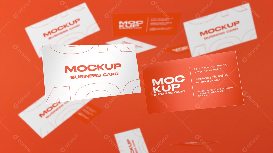 Business Card Mockup Orange and White 3D Editable PSD