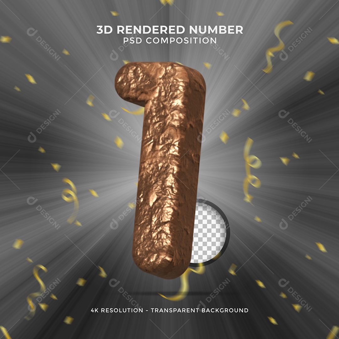 Elemento 3D Para Composições Número 1 De Chocolate PSD