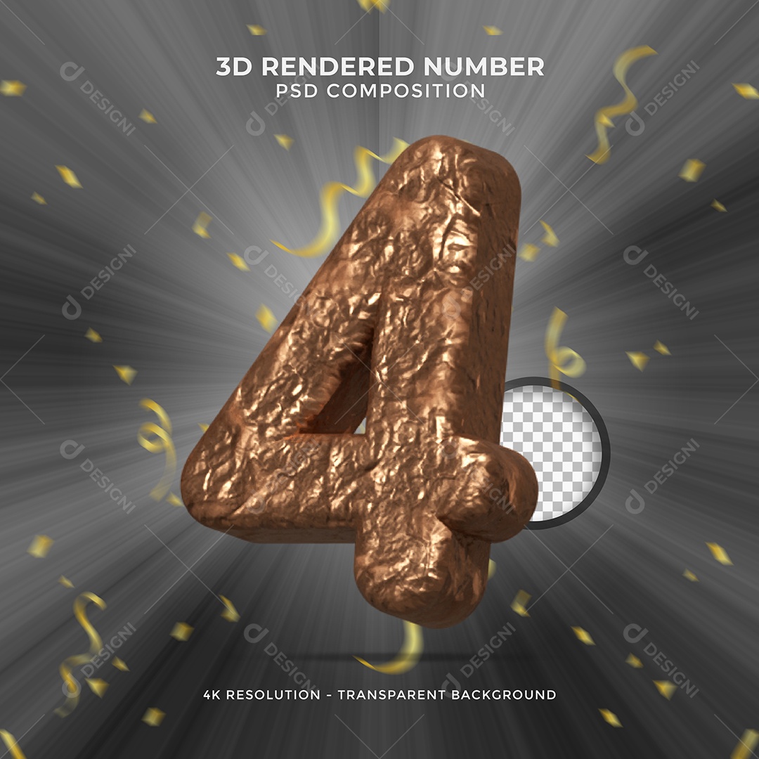 Elemento 3D Para Composições Número 4 De Chocolate PSD