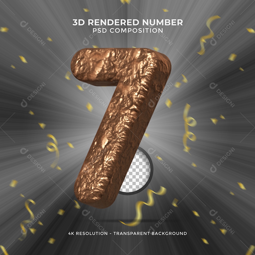 Elemento 3D Para Composições Número 7 De Chocolate PSD