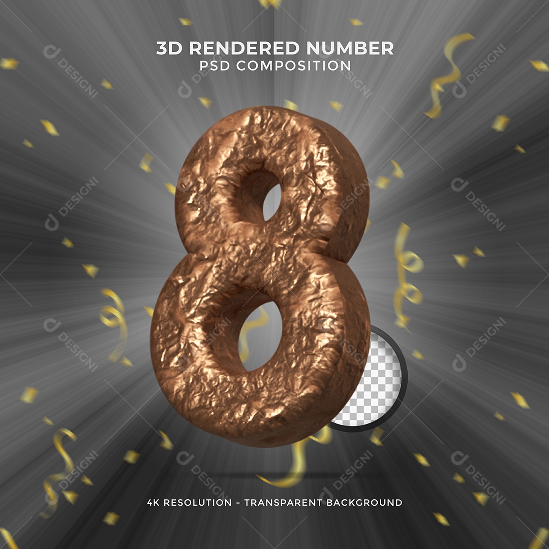 Elemento 3D Para Composições Número 8 De Chocolate PSD