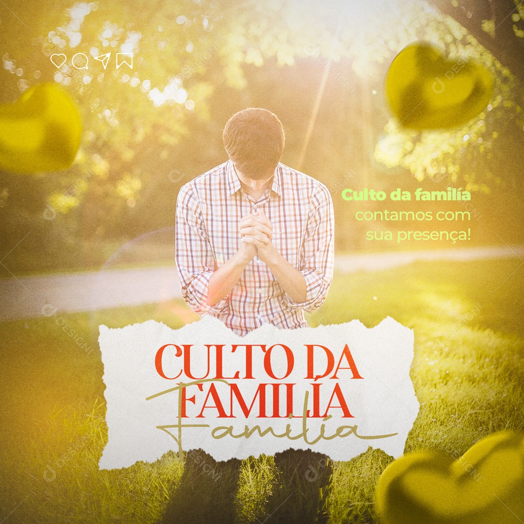 Social Media Gospel Culto da Família PSD Editável