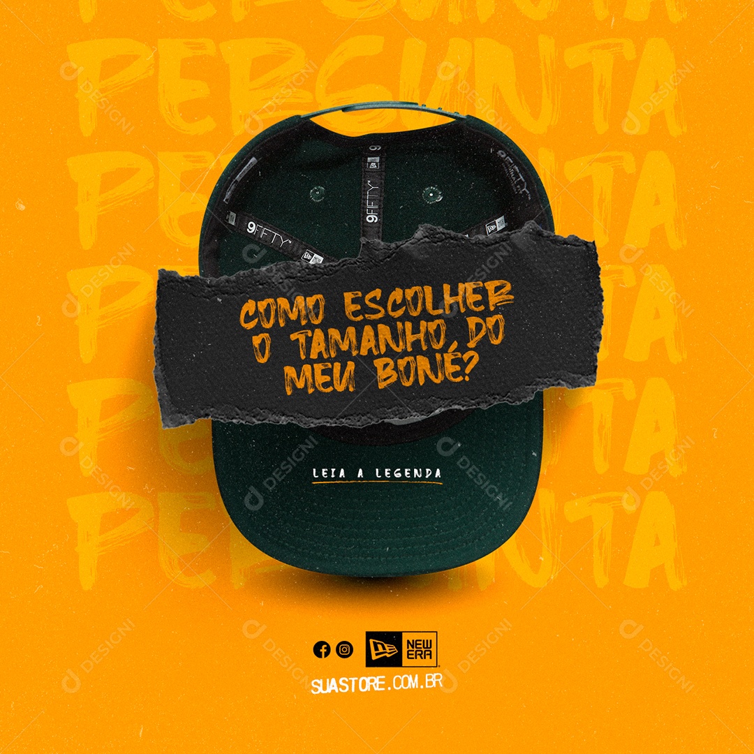 Loja de Boné Como Escolher o Tamanho do meu Boné Social Media PSD Editável