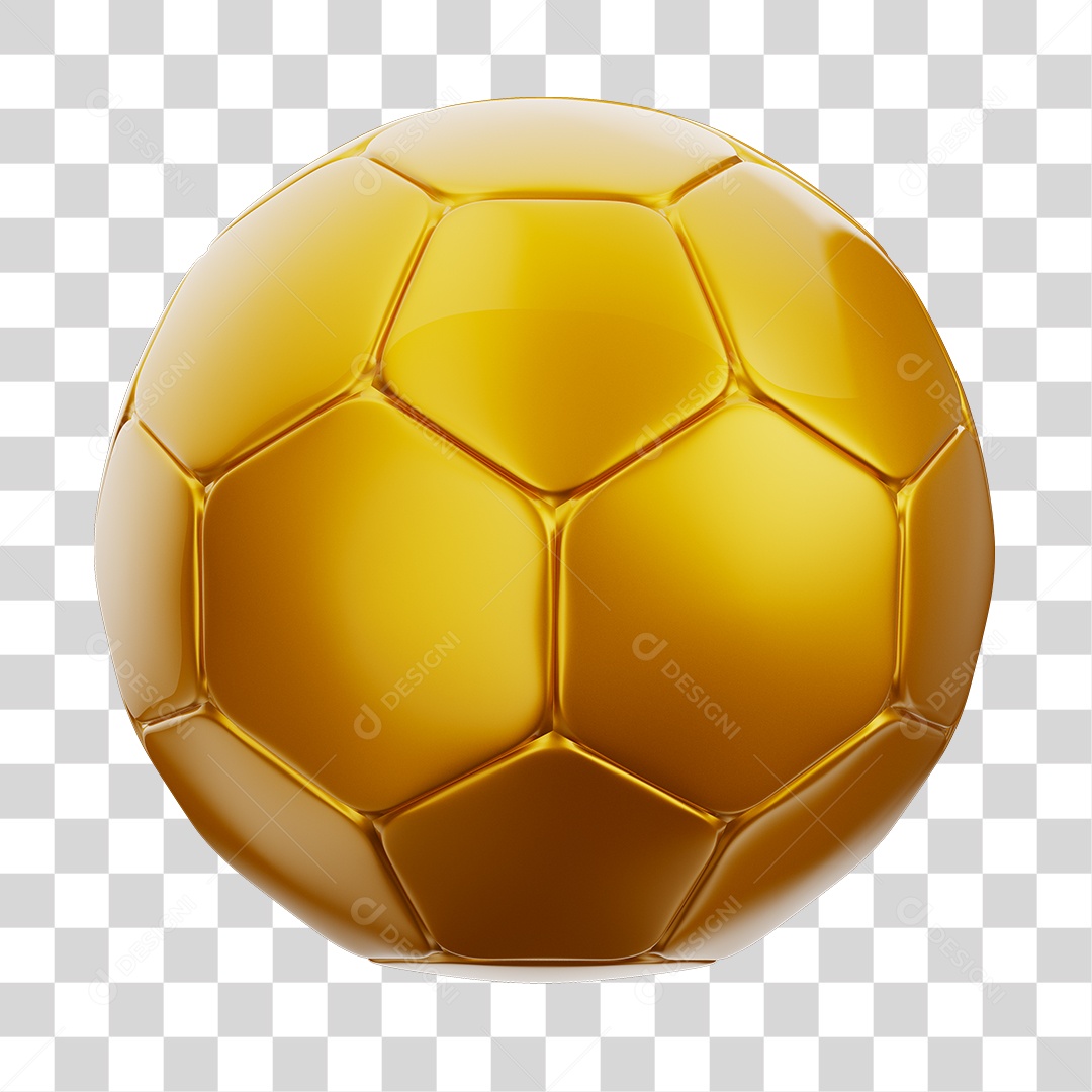 Bola de Futebol 3D Dourada PNG Transparente