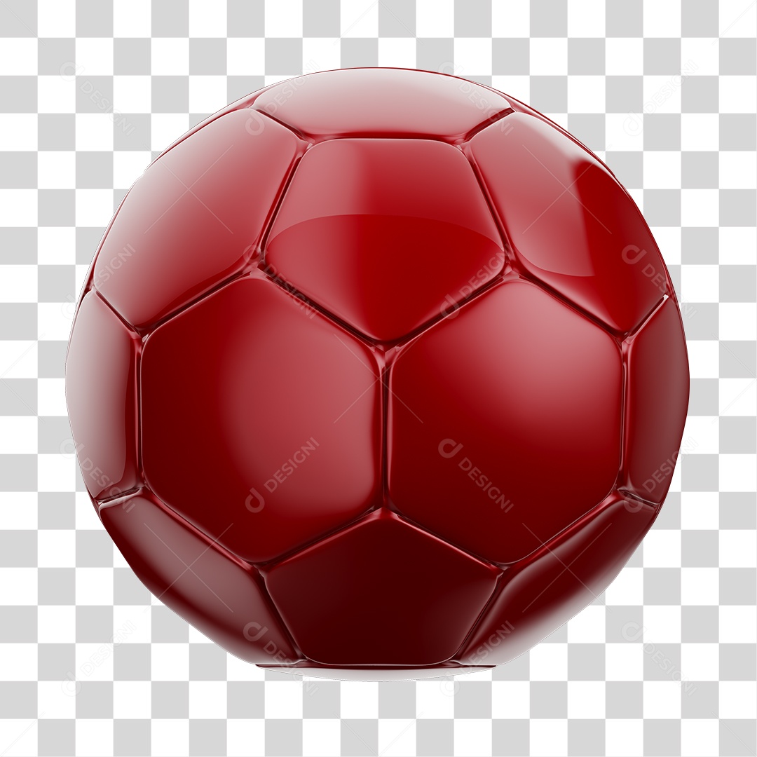 Bola de Futebol 3D Vermelha PNG Transparente