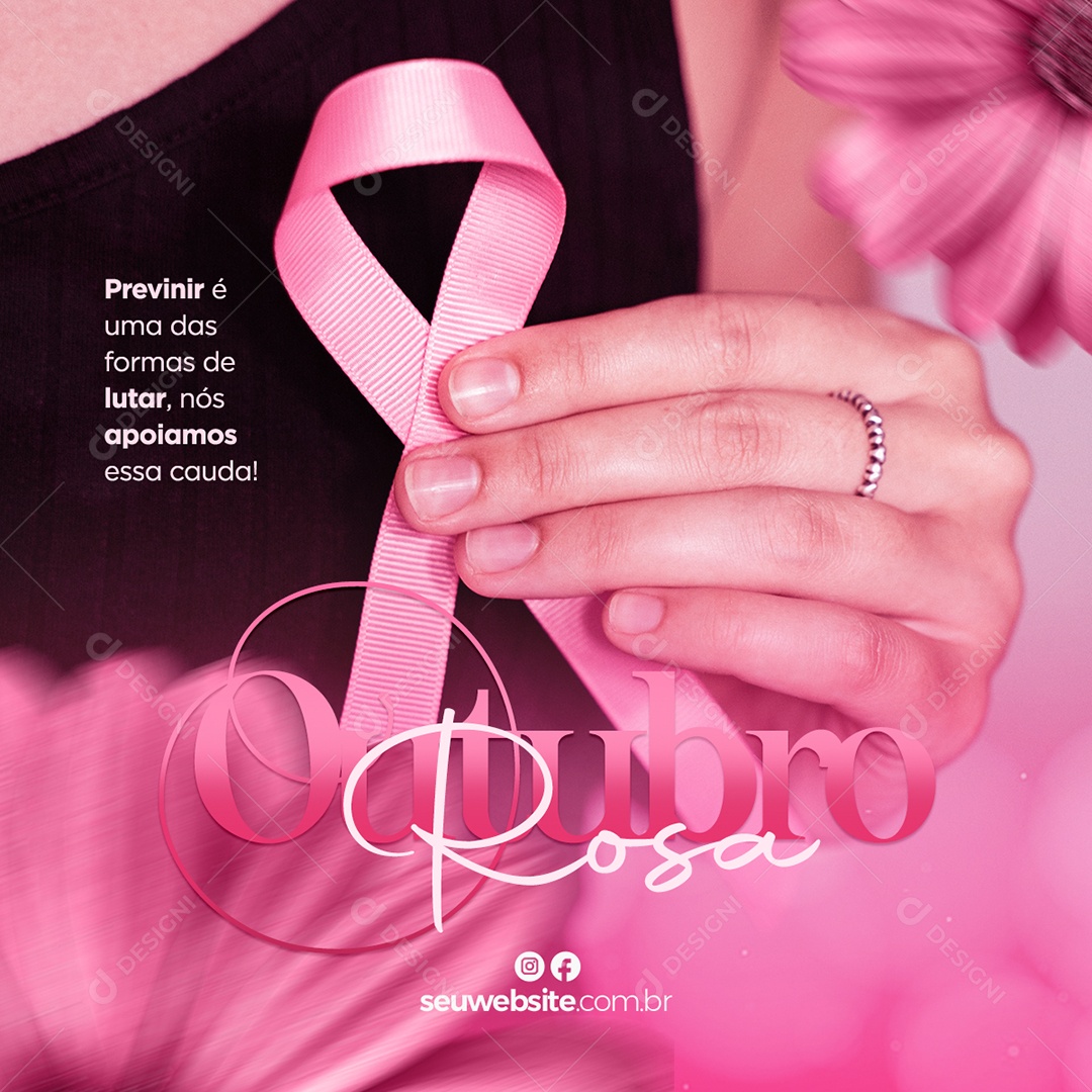 Prevenir é uma das Formas de Lutar Outubro Rosa Social Media PSD Editável