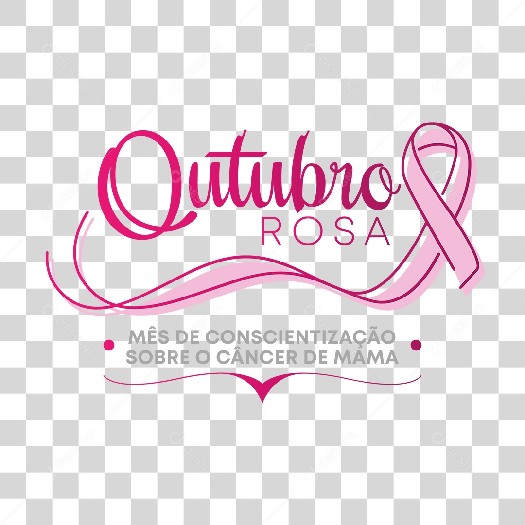Lettering Outubro Rosa Mês de Conscientização EPS + PNG