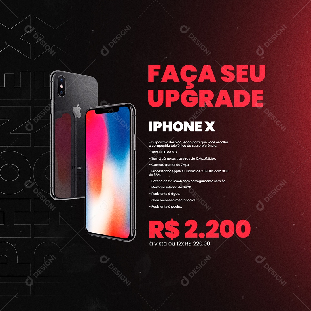 Faça seu Upgrade Iphone X Loja De Eletrônico Social Media PSD Editável