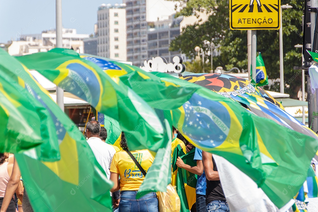 Bandeira brasileira ao ar livre no Rio de Janeiro Brasil.