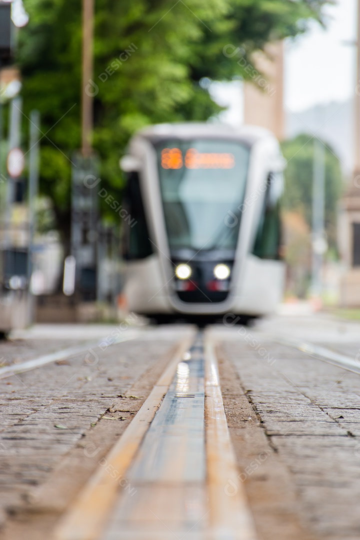 Trilhos do VLT no centro do Rio de Janeiro Brasil.