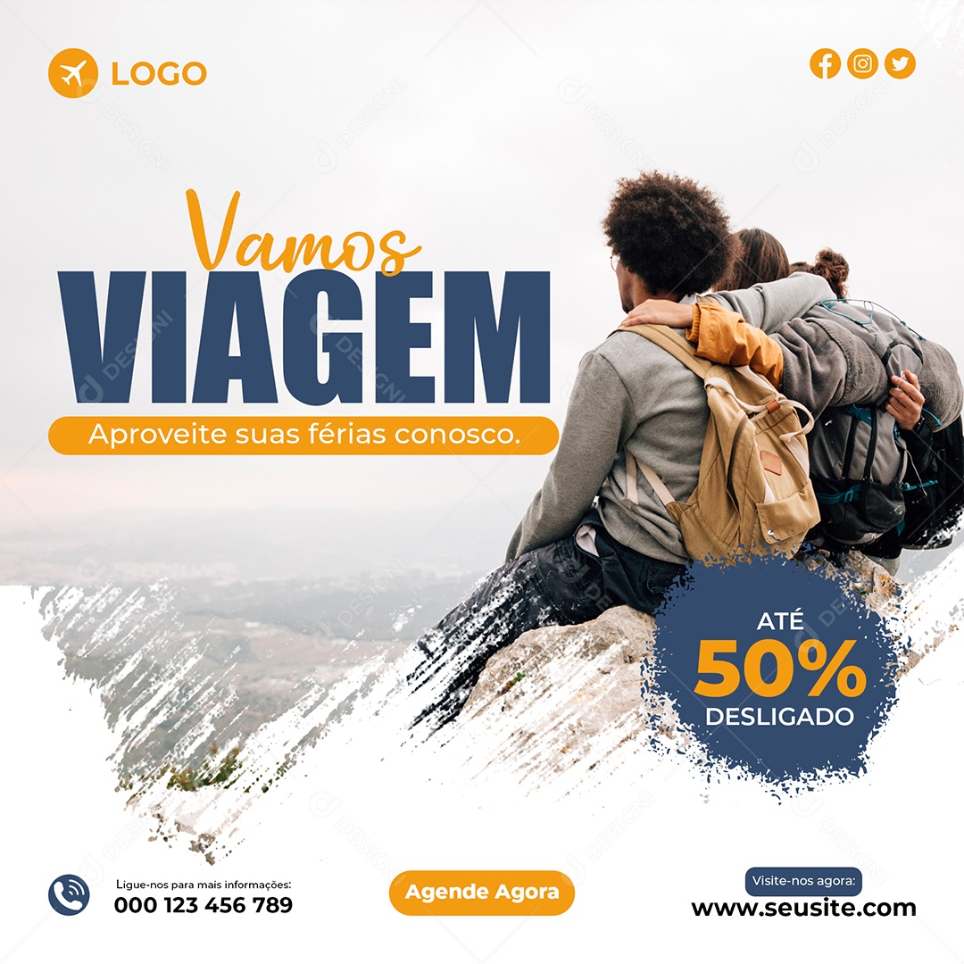 Vamos Até 50% Viagem Social Media PSD Editável