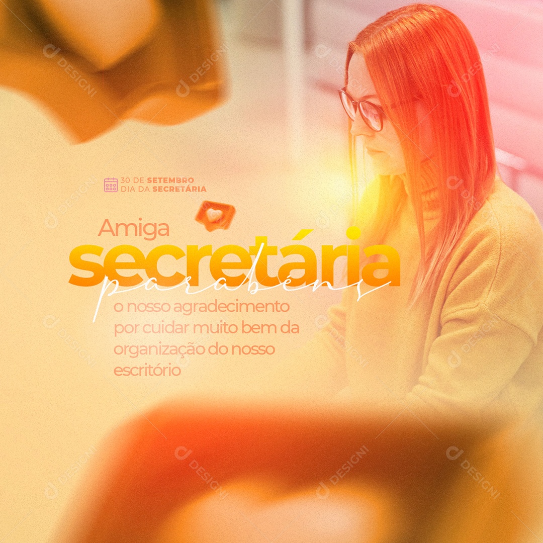 Nosso Agradecimento por Cuidar muito bem da Organização Dia da Secretária Social Media PSD Editável