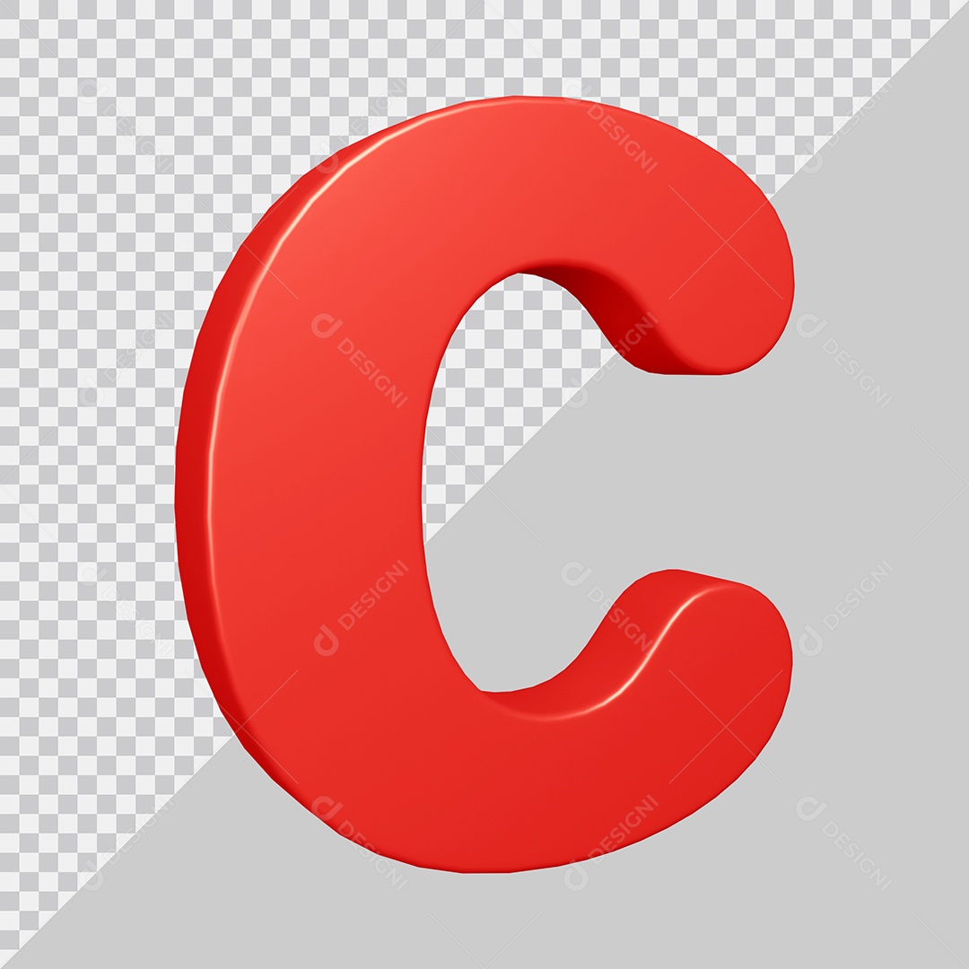 Elemento 3D Para Composição Letra C Vermelha PSD