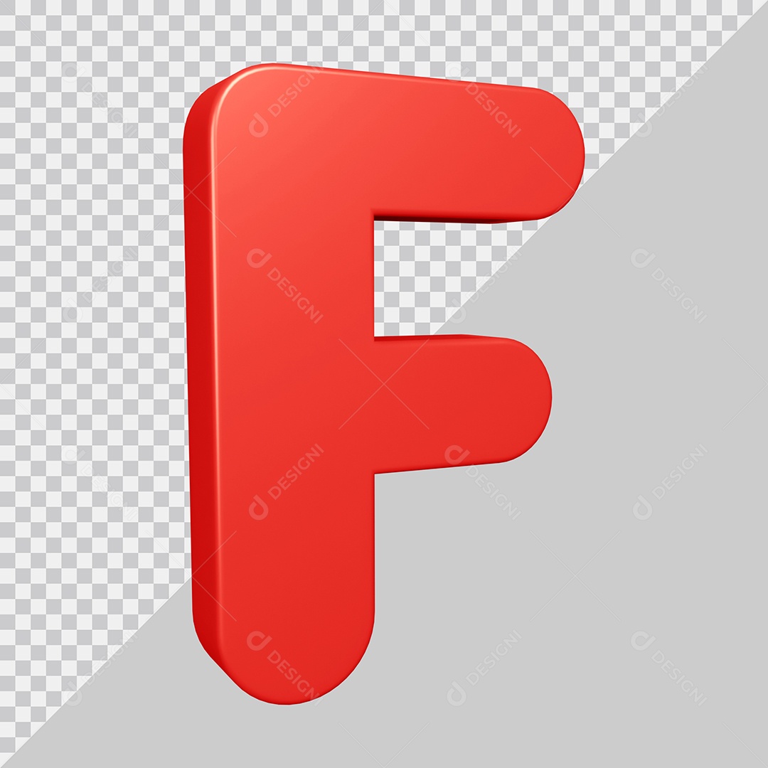 Elemento 3D Para Composição Letra F Vermelha PSD