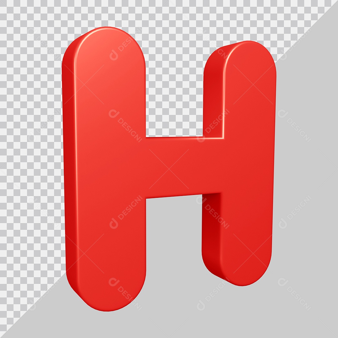 Elemento 3D Para Composição Letra H Vermelha PSD