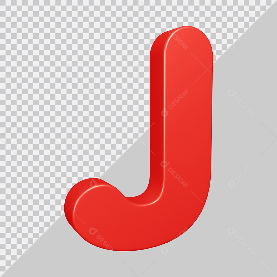 Elemento 3D Para Composição Letra J Vermelha PSD