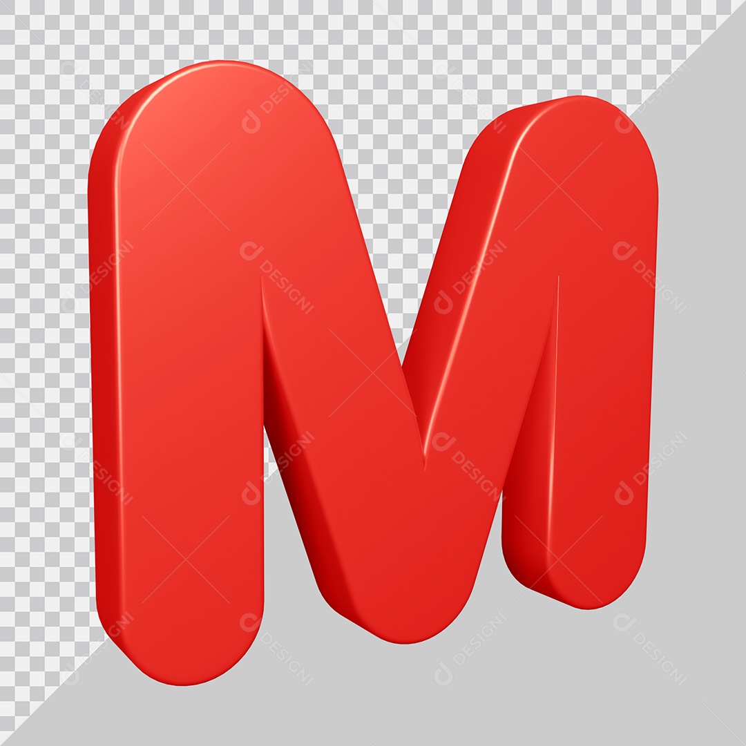 Elemento 3D Para Composição Letra M Vermelha PSD
