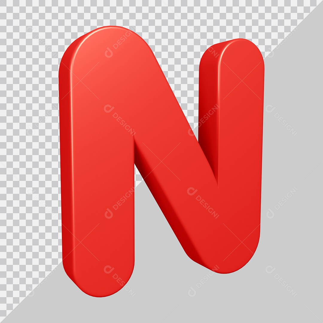 Elemento 3D Para Composição Letra N Vermelha PSD