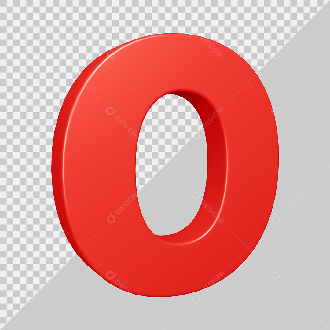 Elemento 3D Para Composição Letra O Vermelha PSD