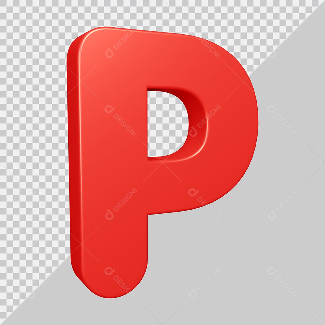 Elemento 3D Para Composição Letra P Vermelha PSD