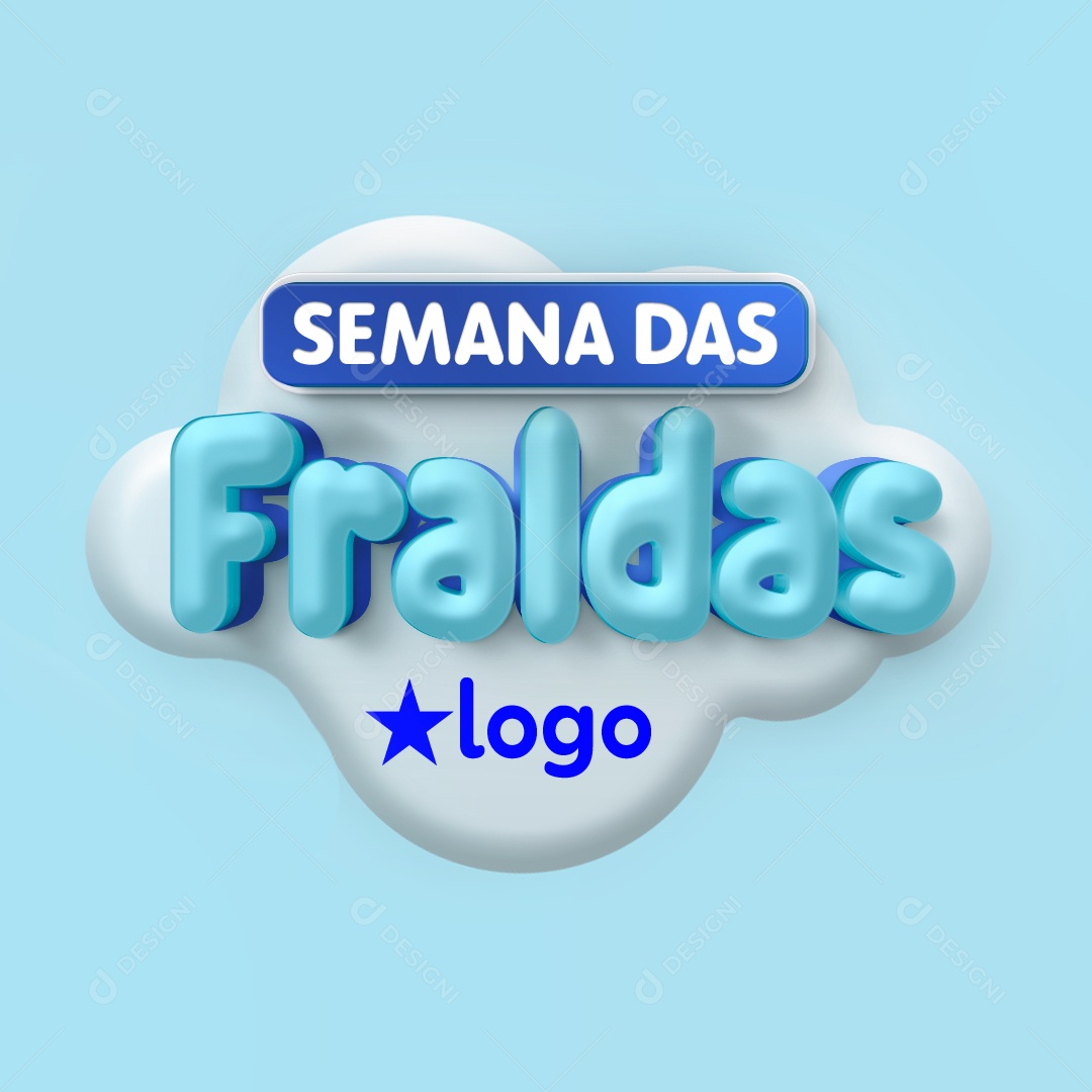 Semana das Fraldas Selo 3D para Composição PSD