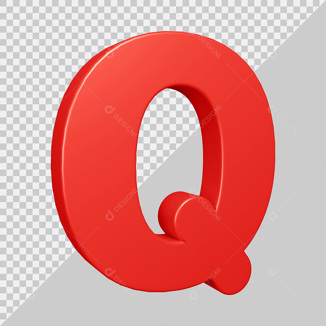 Elemento 3D Para Composição Letra Q Vermelha PSD