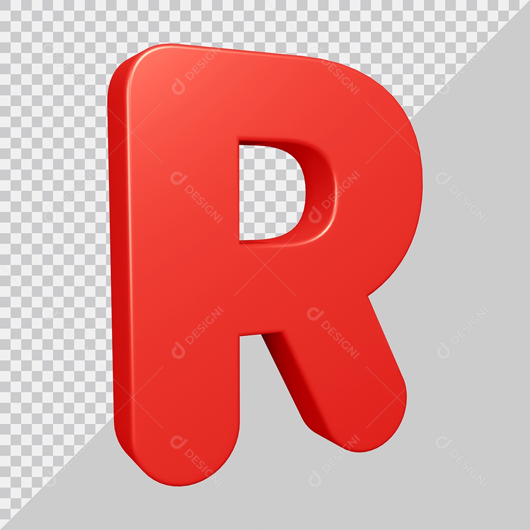 Elemento 3D Para Composição Letra R Vermelha PSD