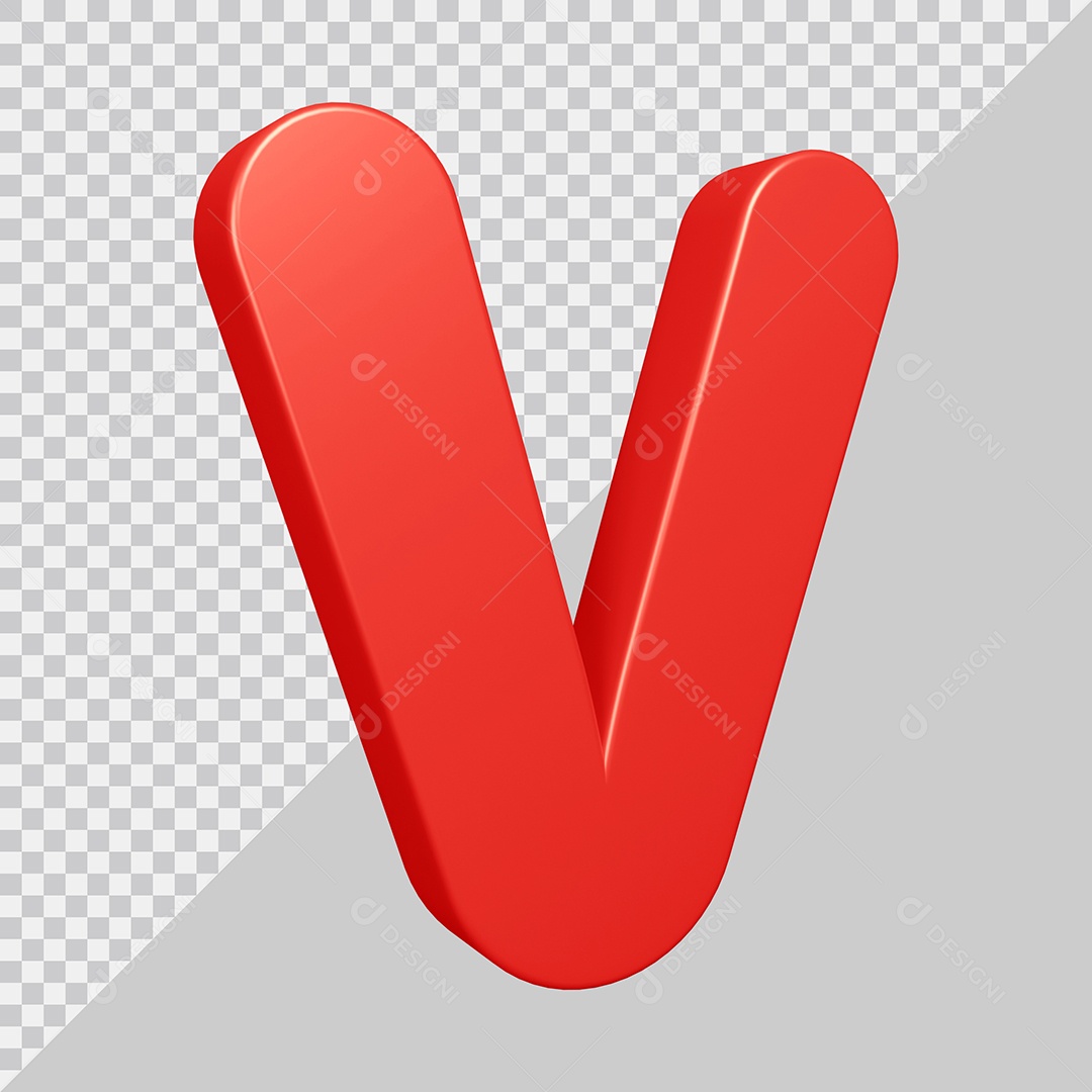 Elemento 3D Para Composição Letra V Vermelha PSD