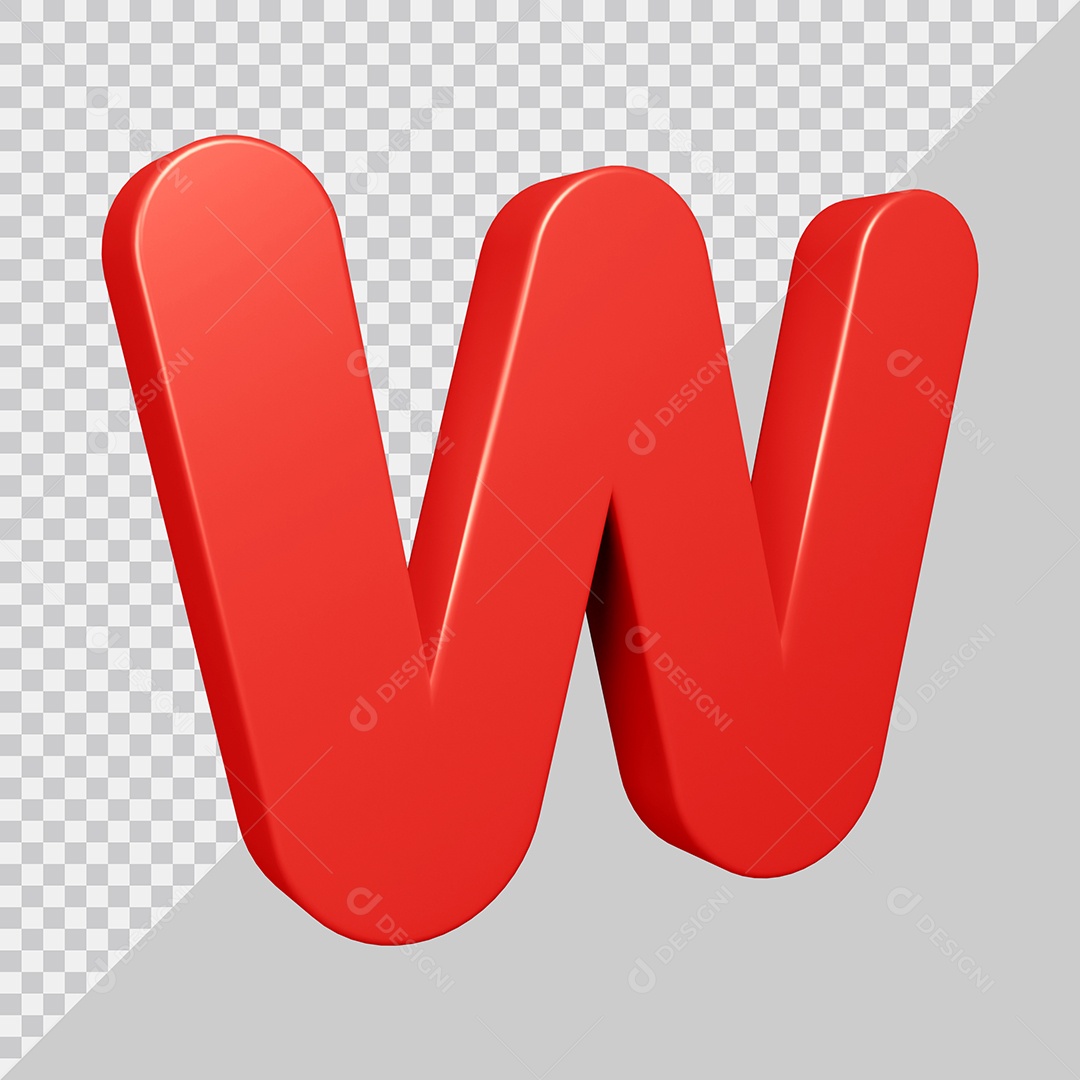 Elemento 3D Para Composição Letra W Vermelha PSD