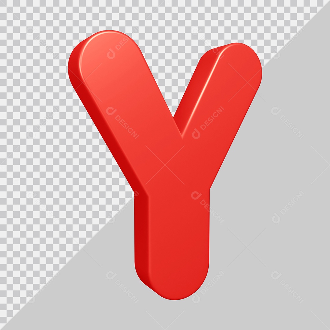 Elemento 3D Para Composição Letra Y Vermelha PSD
