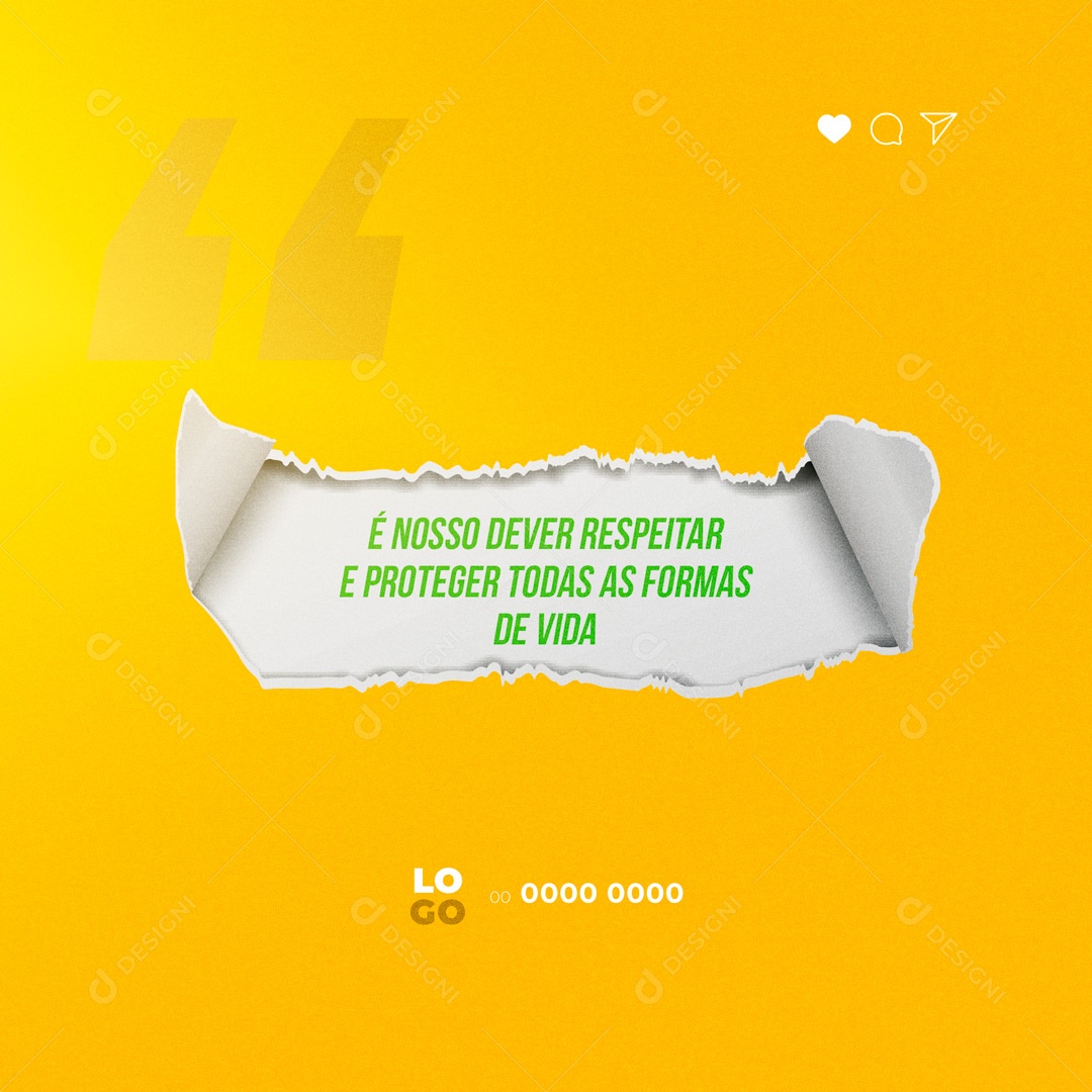 Social Media Dia Mundial dos Animais é Nosso Dever Respeitar e Proteger todas as Formas de Vida PSD Editável