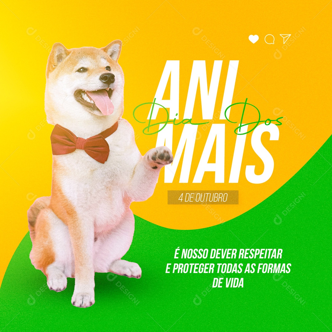 Dia Mundial dos Animais 04 de Outubro Cachorro Social Media PSD Editável