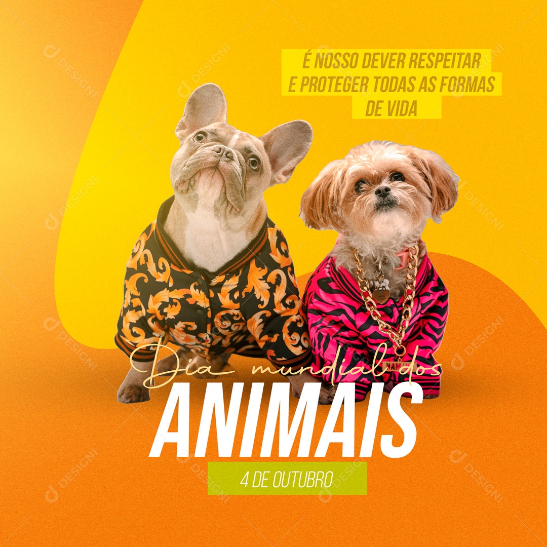 Dia Mundial dos Animais 04 de Outubro Social Media PSD Editável