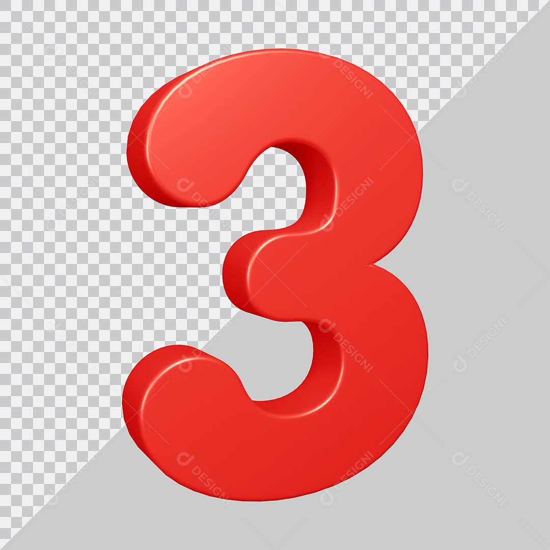 Elemento 3D Para Composição Número 3 Vermelha PSD