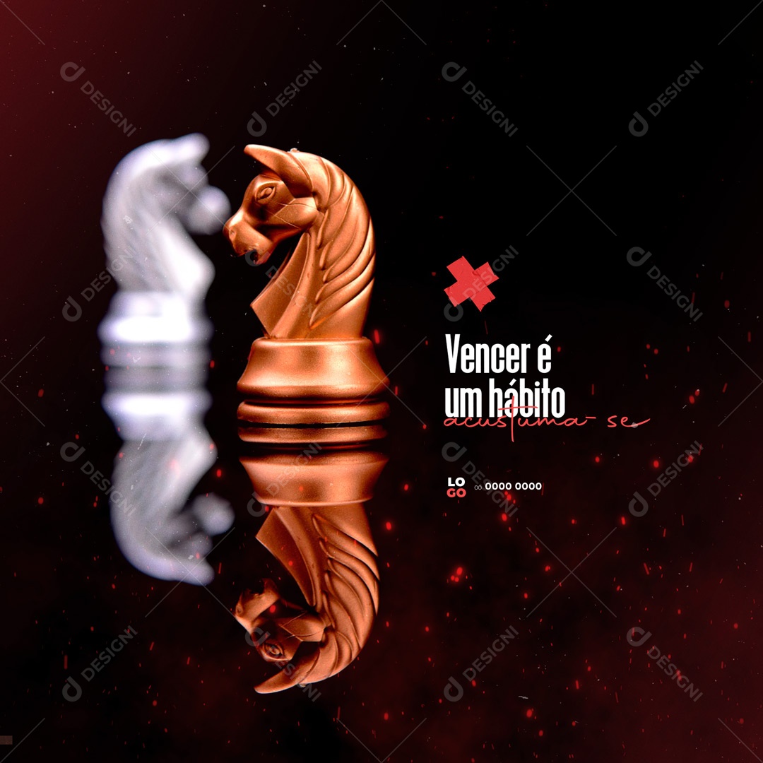 Frase Motivacional Vencer é um Hábito Social Media PSD Editável
