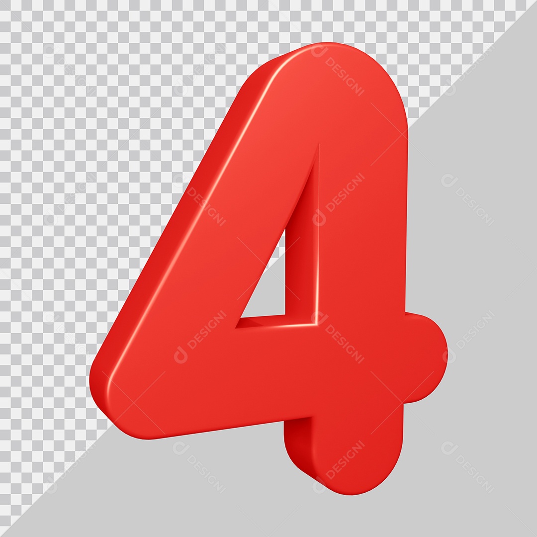 Elemento 3D Para Composição Número 4 Vermelha PSD