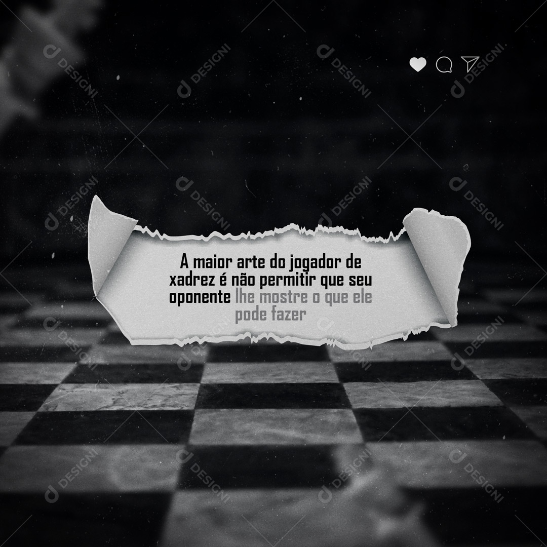 Frase Motivacional A Maior Arte do Jogador de Xadrez Social Media PSD Editável