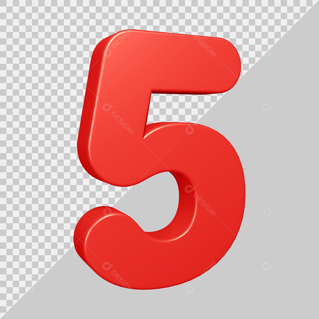 Elemento 3D Para Composição Número 5 Vermelha PSD