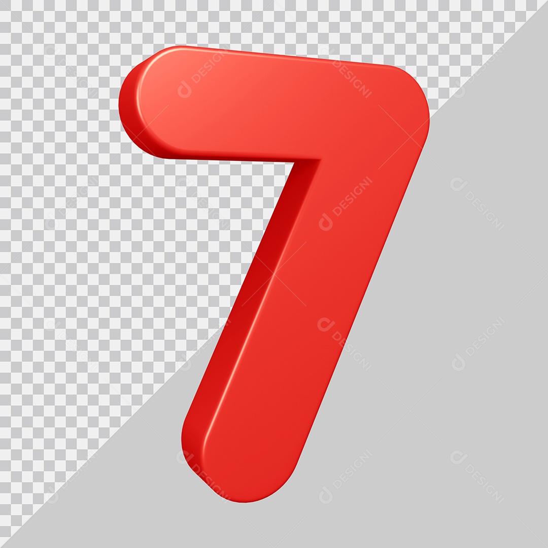 Elemento 3D Para Composição Número 7 Vermelha PSD