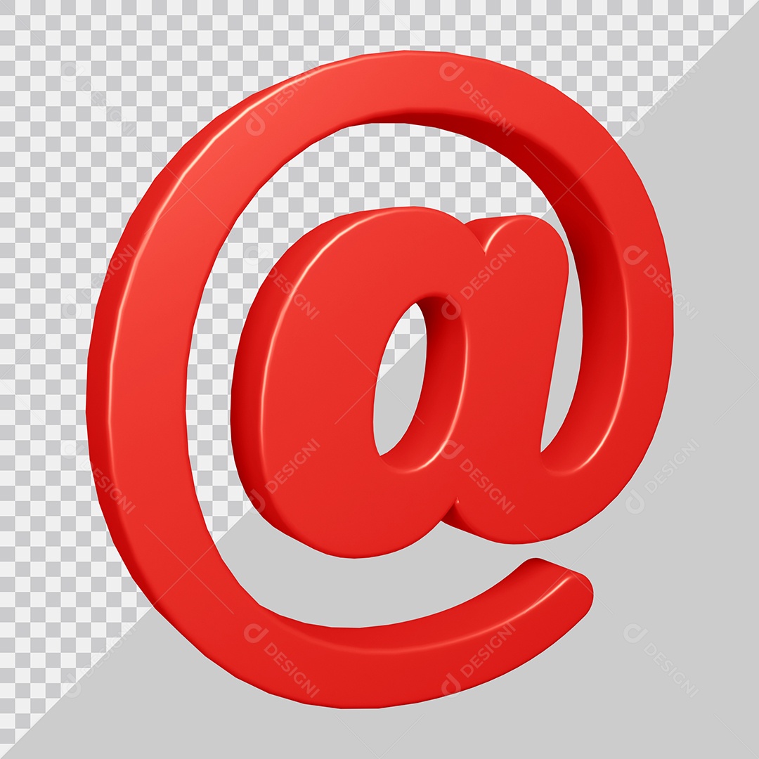 Elemento 3D Para Composição Símbolo Arroba Vermelha PSD