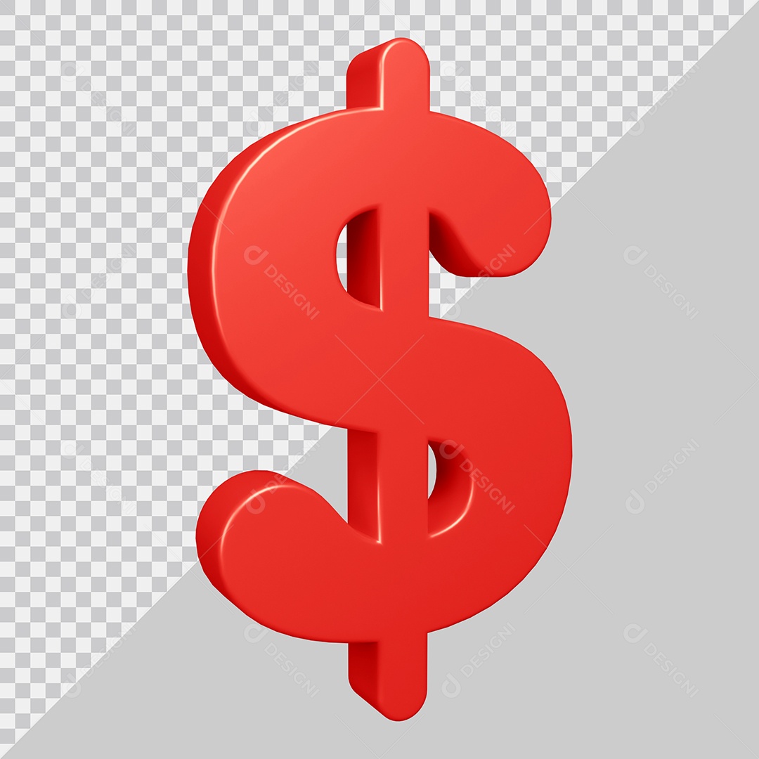 Elemento 3D Para Composição Símbolo do dólar $ Vermelha PSD
