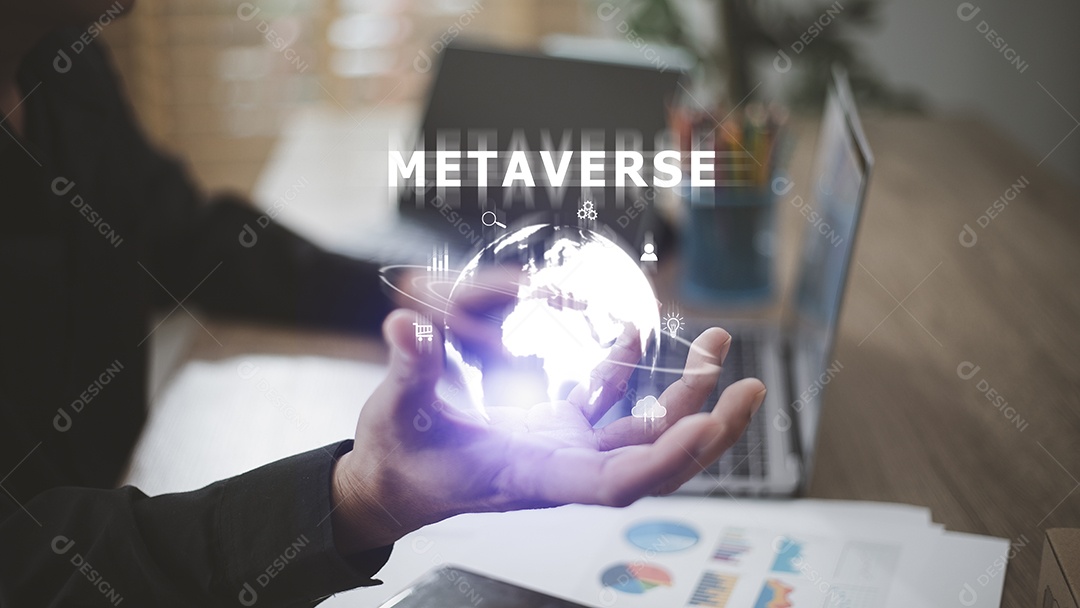 Tecnologia virtual do metaverso. negócios mundiais. megatendências