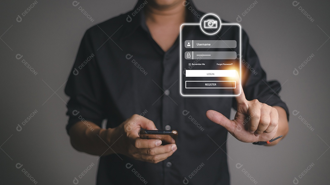 conceito de segurança cibernética, Login, Usuário, informações de identificação