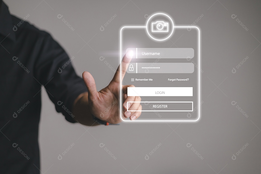 conceito de segurança cibernética, Login, Usuário, informações de identificação