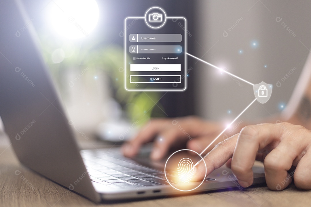 conceito de segurança cibernética, Login, Usuário, informações de identificação