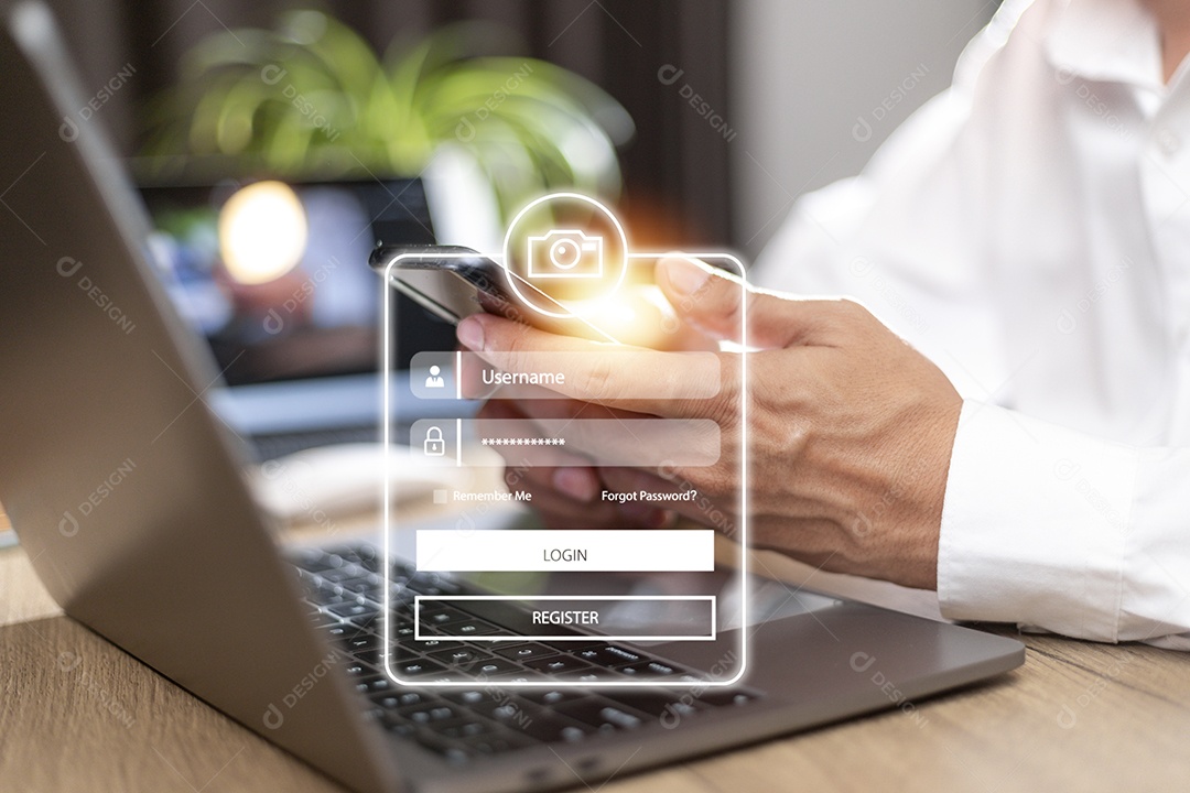 conceito de segurança cibernética, Login, Usuário, informações de identificação