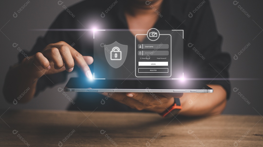 conceito de segurança cibernética, Login, Usuário, informações de identificação