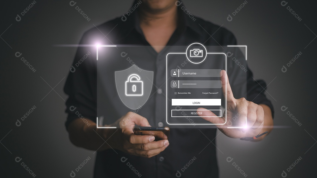 conceito de segurança cibernética, Login, Usuário, informações de identificação